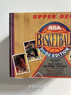 1991-92 Upper Deck NBA Sealed Jumbo Hobby Box 20 Packs Brand New High Series