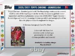 Topps 2020/21 Chrome Bundesliga Hobby Box Factory Sealed With Guaranteed Auto