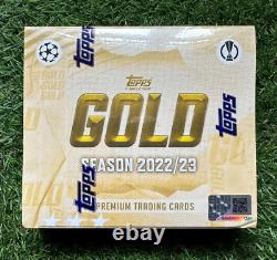 Topps UK UEFA Gold 2022/23 Sealed Hobby Box With Guaranteed Auto! IN HAND