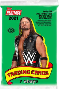 WWE Wrestling 2021 Topps Heritage Trading Cards Hobby Box (24 Packs) Sealed